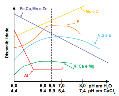 Disponibilidade de nutrientes em função do pH do solo