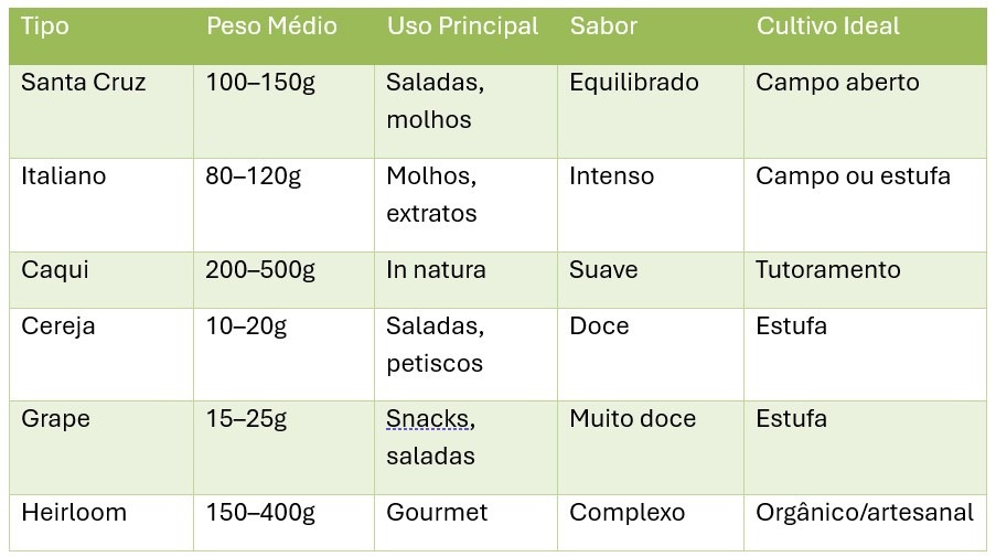 Principais tipos de tomate cultivados no Brasil